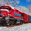Bluebird Puzzle Un train rouge dans la neige - puzzle de 1500 pièces