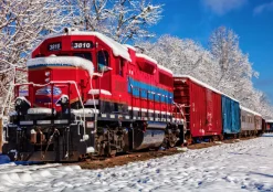 Bluebird Puzzle Un train rouge dans la neige - puzzle de 1500 pièces