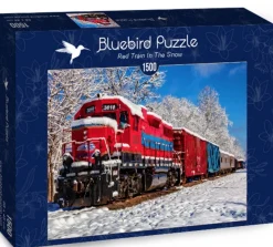 Bluebird Puzzle Un train rouge dans la neige - puzzle de 1500 pièces
