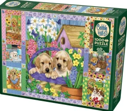 Cobble Hill Couette de fleurs et de chiots - puzzle de 1000 pièces