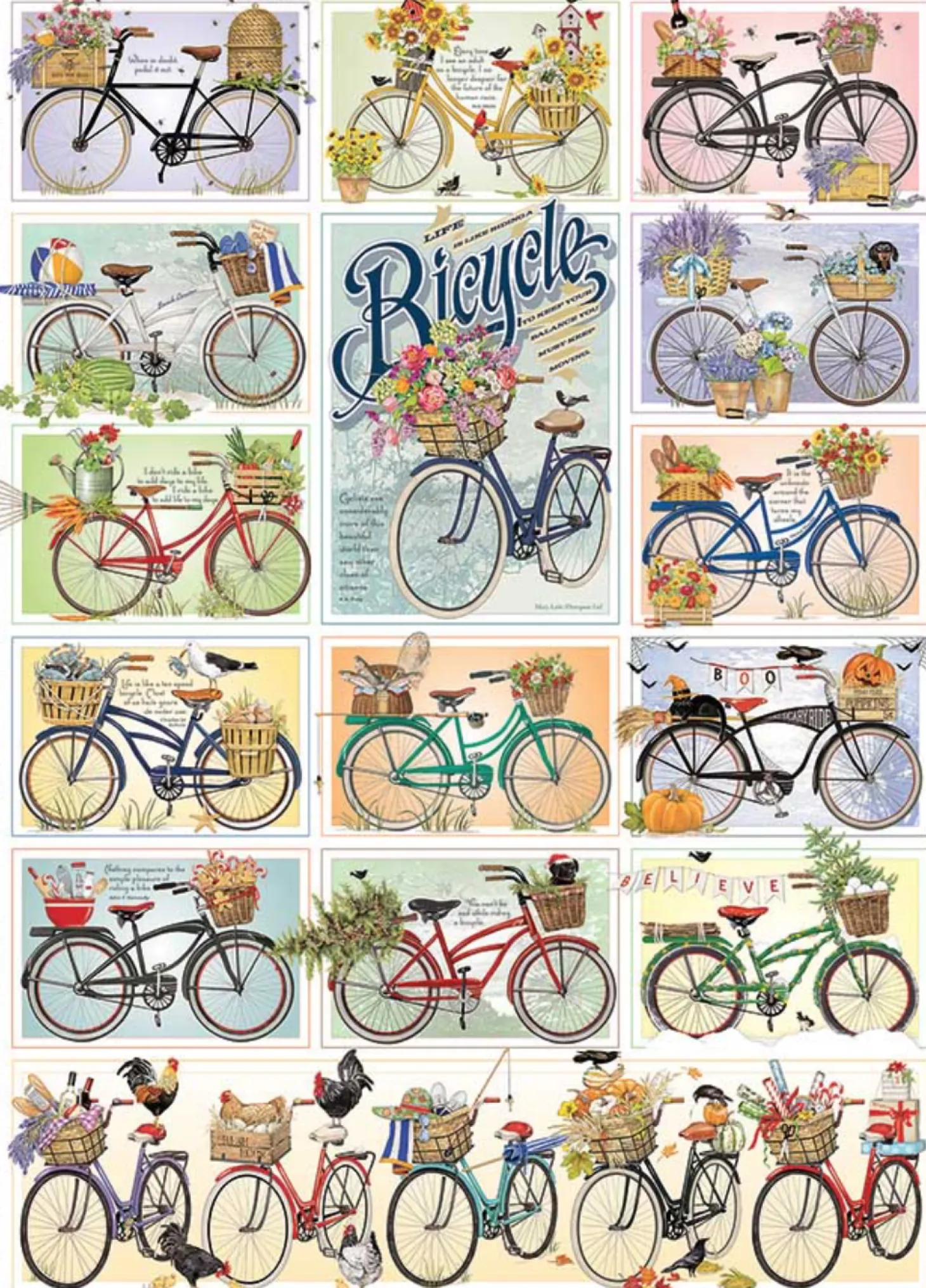 Cobble Hill Des Bicyclettes Colorées - puzzle de 1000 pièces