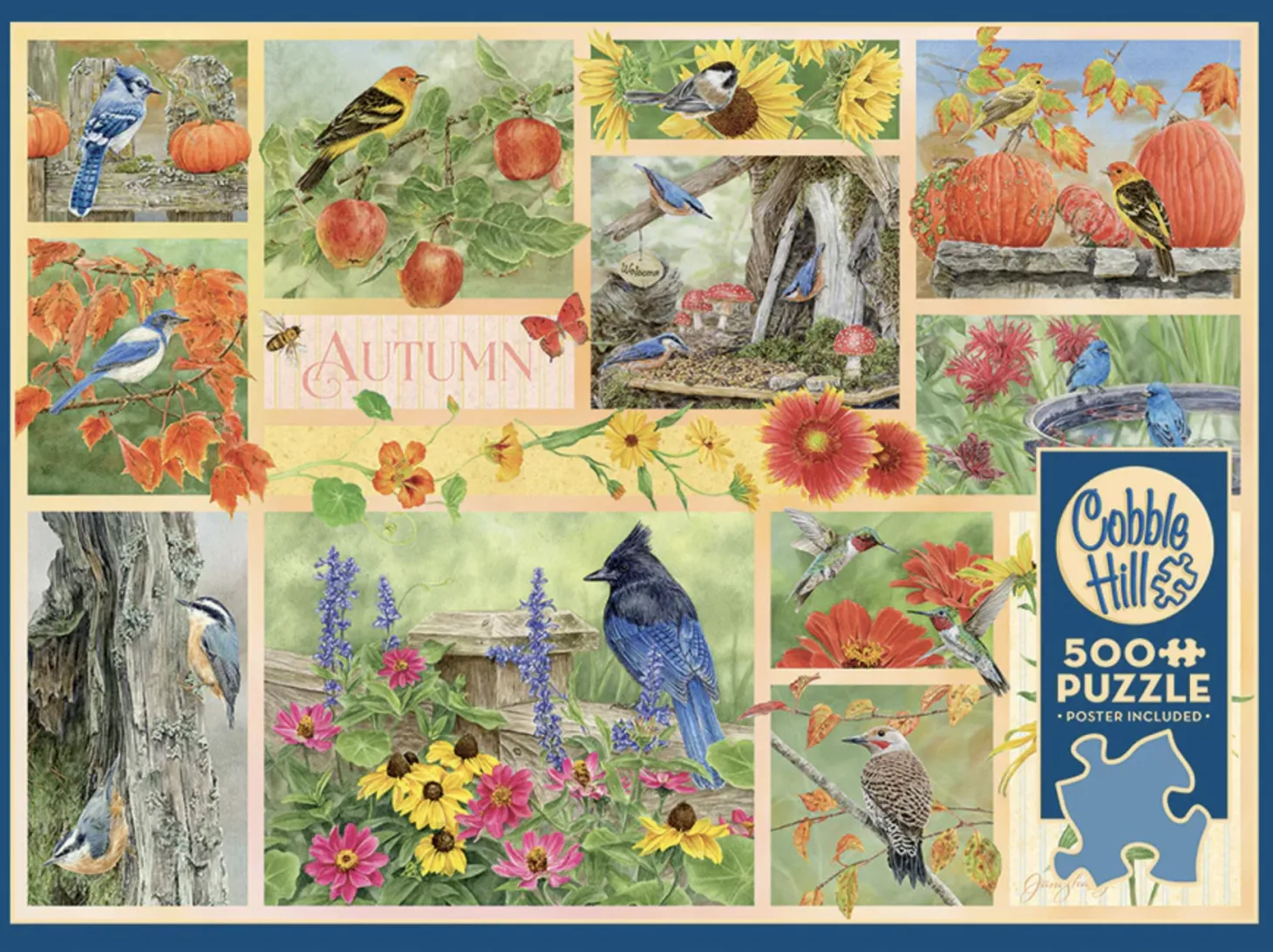 Cobble Hill Oiseaux de jardin au Automne - puzzle de 500 pièces XL