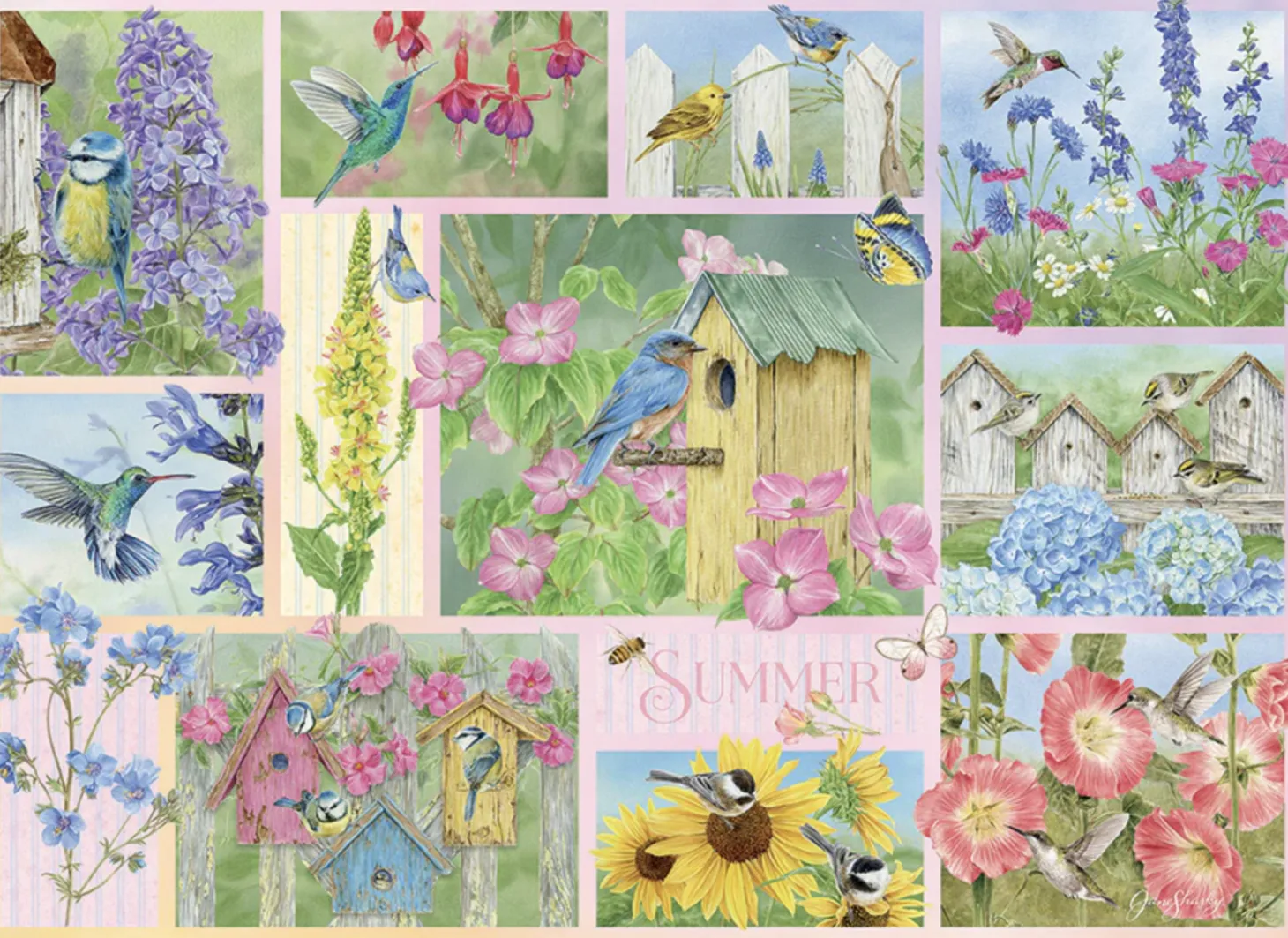 Cobble Hill Oiseaux de jardin au été - puzzle de 500 pièces XL