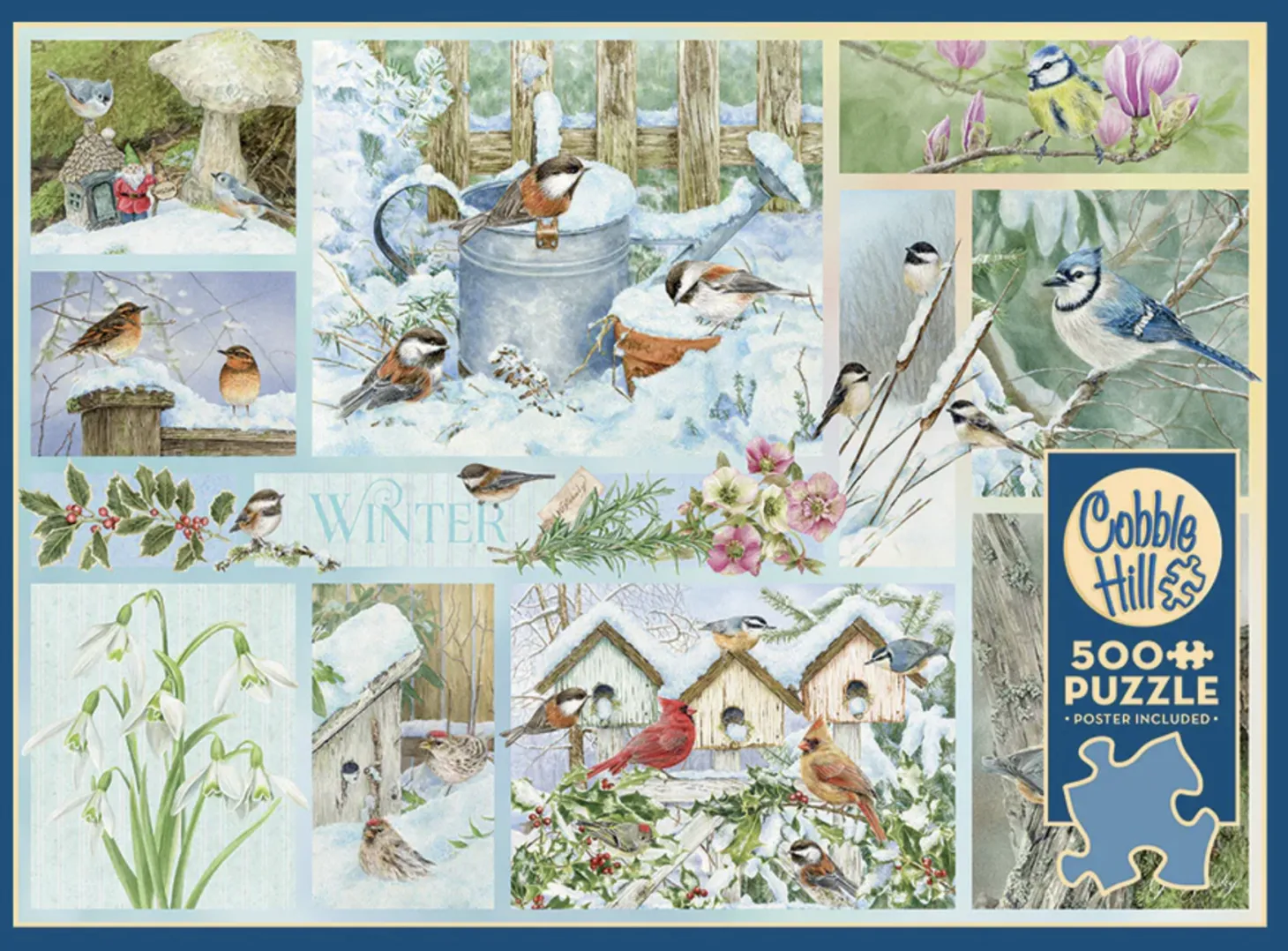 Cobble Hill Oiseaux de jardin en Hiver - puzzle de 500 pièces XL