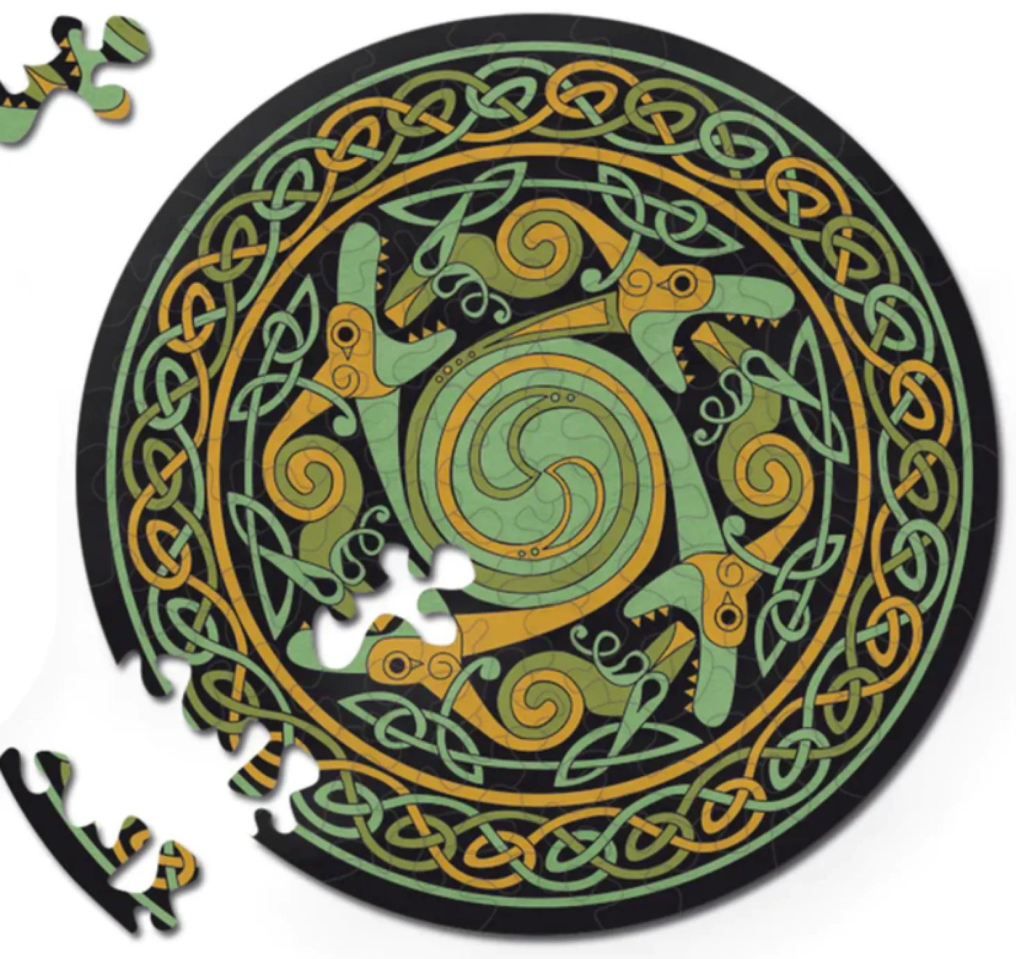 Curiosi Dragon - Puzzle Ronde Recto-Verso en Bois - 88 pièces