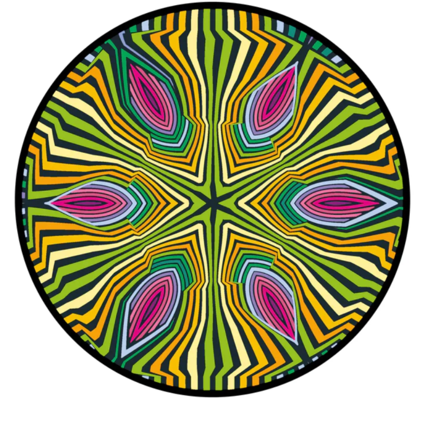Curiosi Hippie - Puzzle Ronde Recto-Verso en Bois - 88 pièces