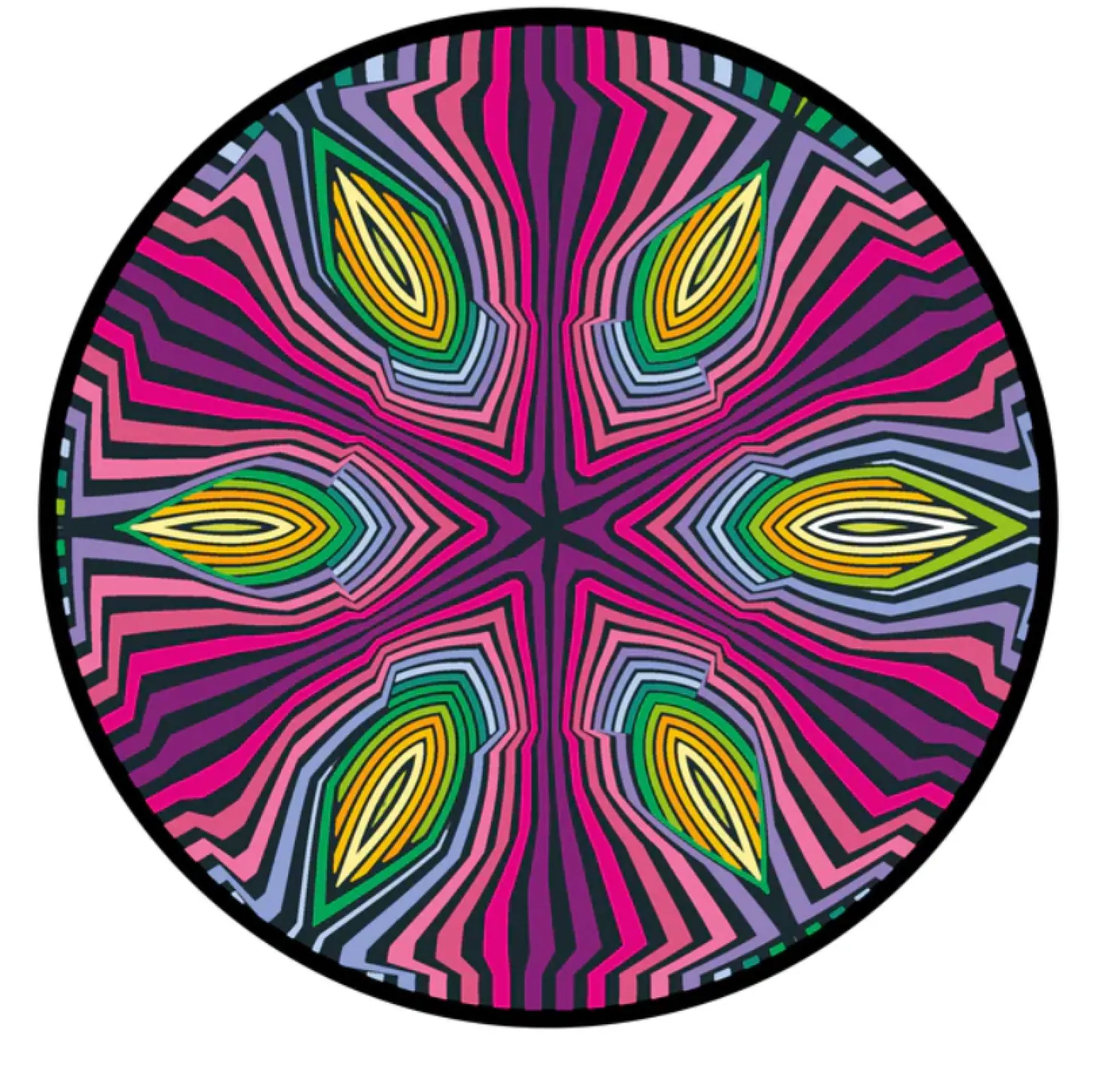 Curiosi Hippie - Puzzle Ronde Recto-Verso en Bois - 88 pièces