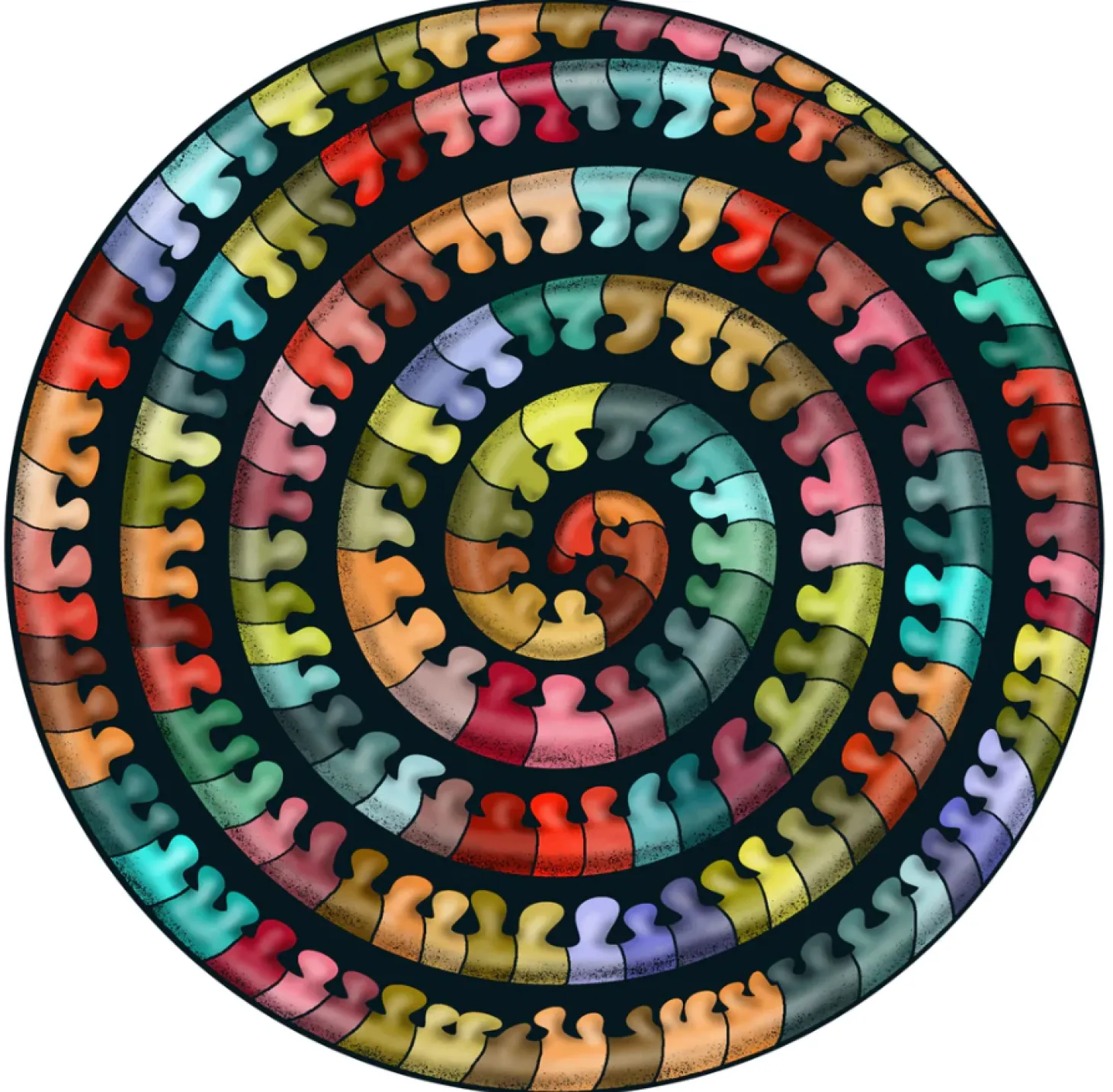 Curiosi Millepedes - Puzzle Double-face Ronde en Bois - 324 pièces