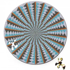 Curiosi Puzzle Double Karussell - Puzzle Ronde Recto-Verso en Bois - 88 pièces