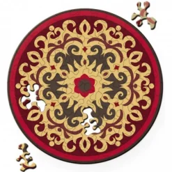 Curiosi Puzzle Double Rose - Puzzle Ronde Recto-Verso en Bois - 88 pièces