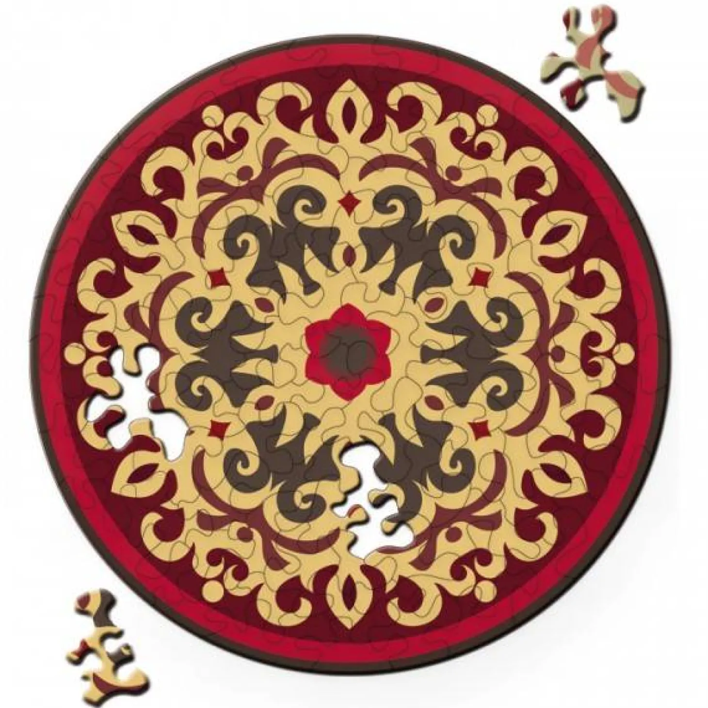 Curiosi Puzzle Double Rose - Puzzle Ronde Recto-Verso en Bois - 88 pièces