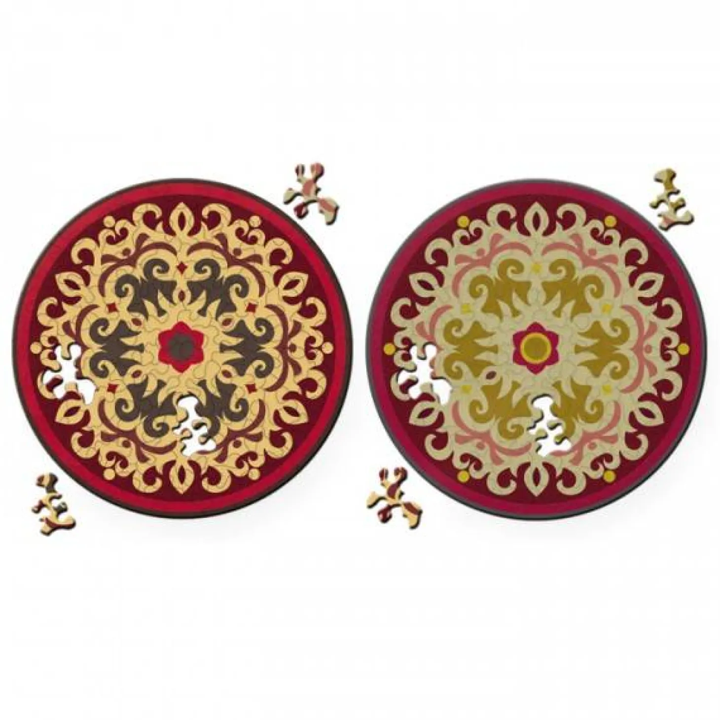 Curiosi Puzzle Double Rose - Puzzle Ronde Recto-Verso en Bois - 88 pièces