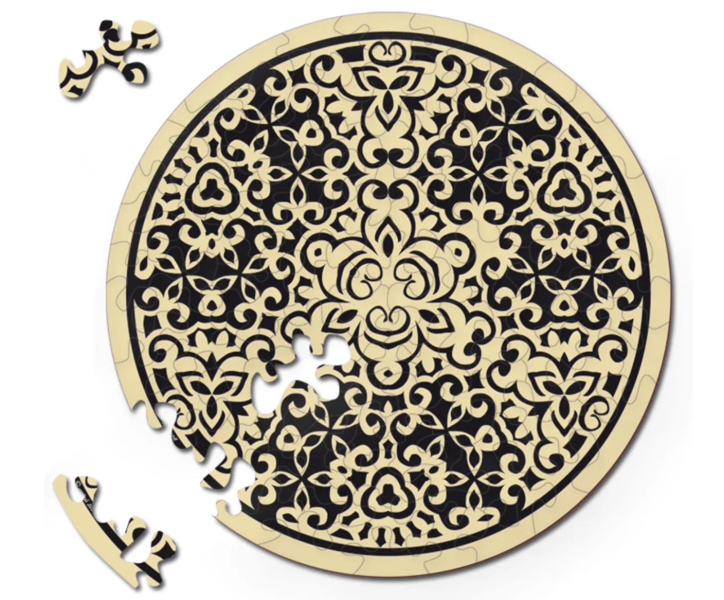 Curiosi Puzzle Double Sable - Puzzle Ronde Recto-Verso en Bois - 88 pièces