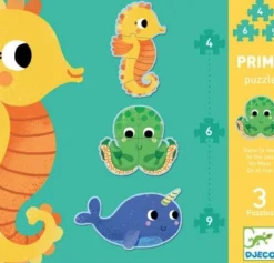 Djeco 3 puzzles dans la mer - 4, 6 et 9 pièces