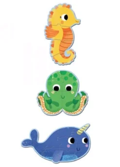 Djeco 3 puzzles dans la mer - 4, 6 et 9 pièces