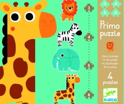 Djeco Animaux de la jungle - 4 puzzles - 3, 4, 5 et 6 bits