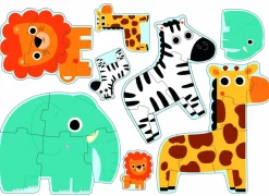 Djeco Animaux de la jungle - 4 puzzles - 3, 4, 5 et 6 bits