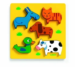 Djeco Comme chat et chien - puzzle en bois - 5 pièces