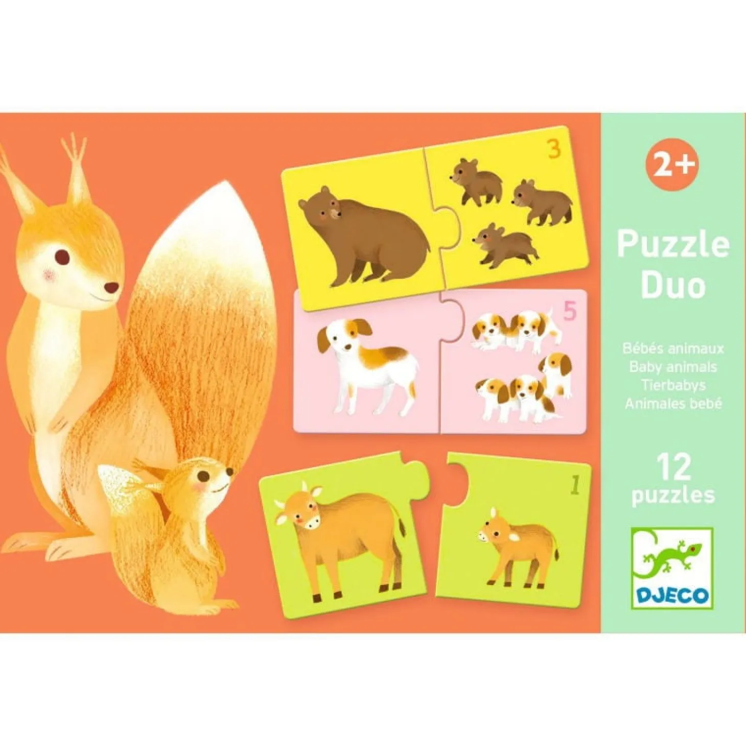 Djeco Duo Puzzle - Bébés Animaux - 12 x 2 pièces
