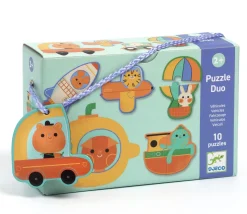 Djeco Duo Puzzle - Véhicules - 10 x 2 pièces