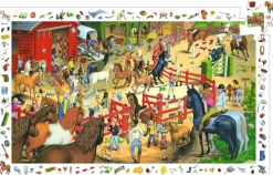Djeco L'agitation au centre équestre - puzzle de 200 pièces