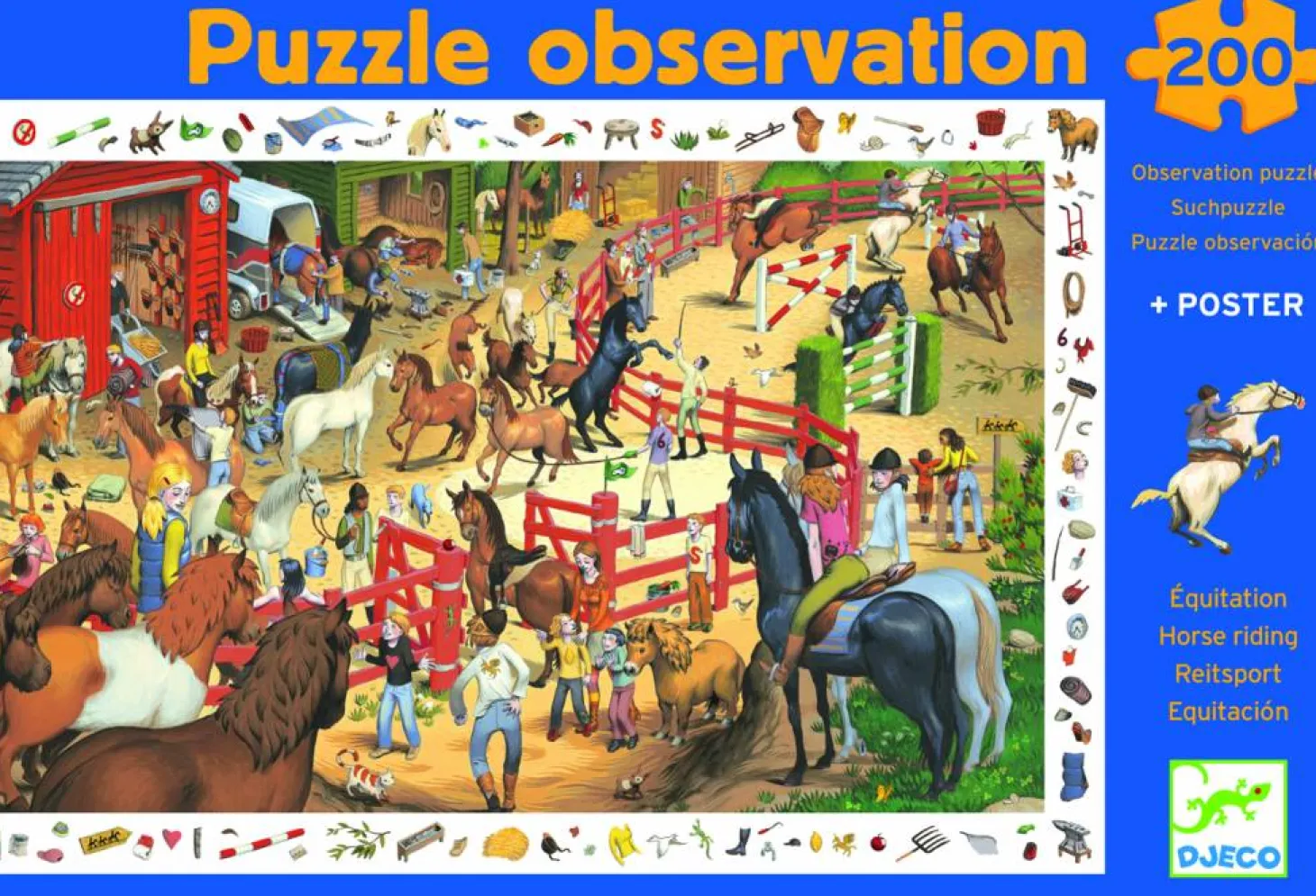 Djeco L'agitation au centre équestre - puzzle de 200 pièces