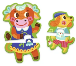 Djeco Petits et grands à la ferme - 8 puzzles de 2 pièces