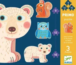 Djeco Premiers puzzles - Dans la forêt - 3 puzzles de 9, 12 et 16 pièces