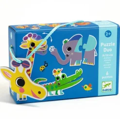 Djeco Puzzle duo - Animaux du Jungle en mouvement - 6 x 2 pièces