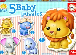 Educa 5 puzzles d'animaux sauvage du Savanne - puzzles de 3, 4 et 5 pièces