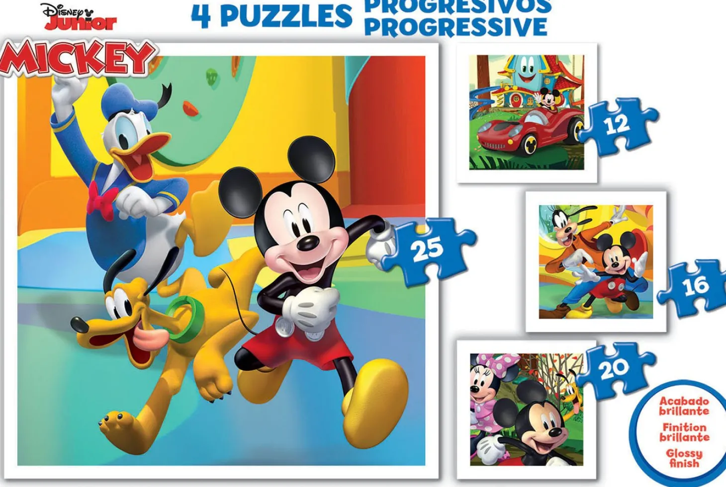 Educa 4 puzzles de Mickey & Friends - 12, 16, 20 et 25 pièces