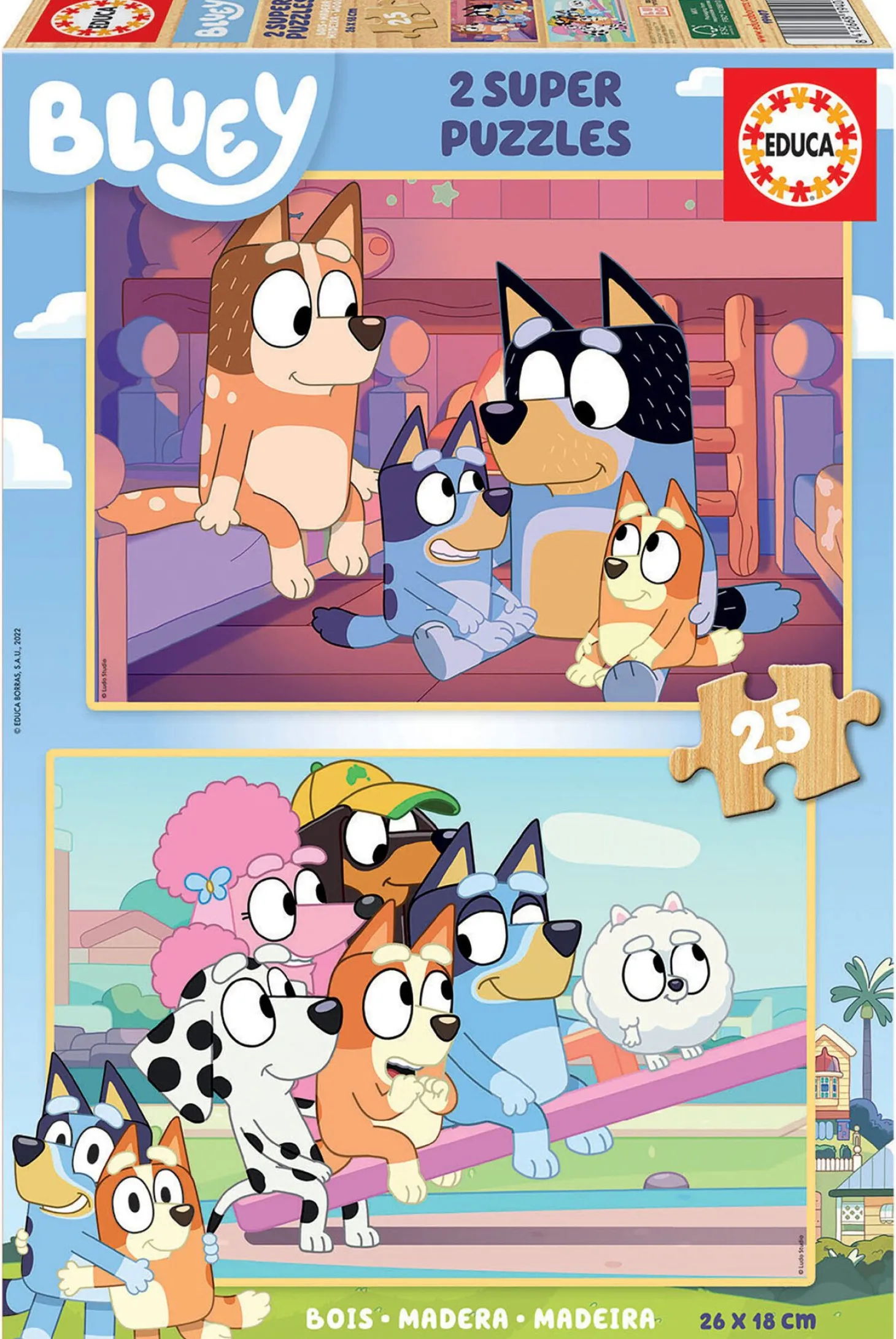 Educa BOIS: Bluey - 2 x 25 pièces