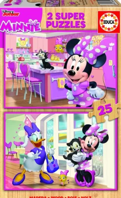 Educa BOIS: Disney Minnie and the Happy Helpers - 2 puzzle de 25 pièces