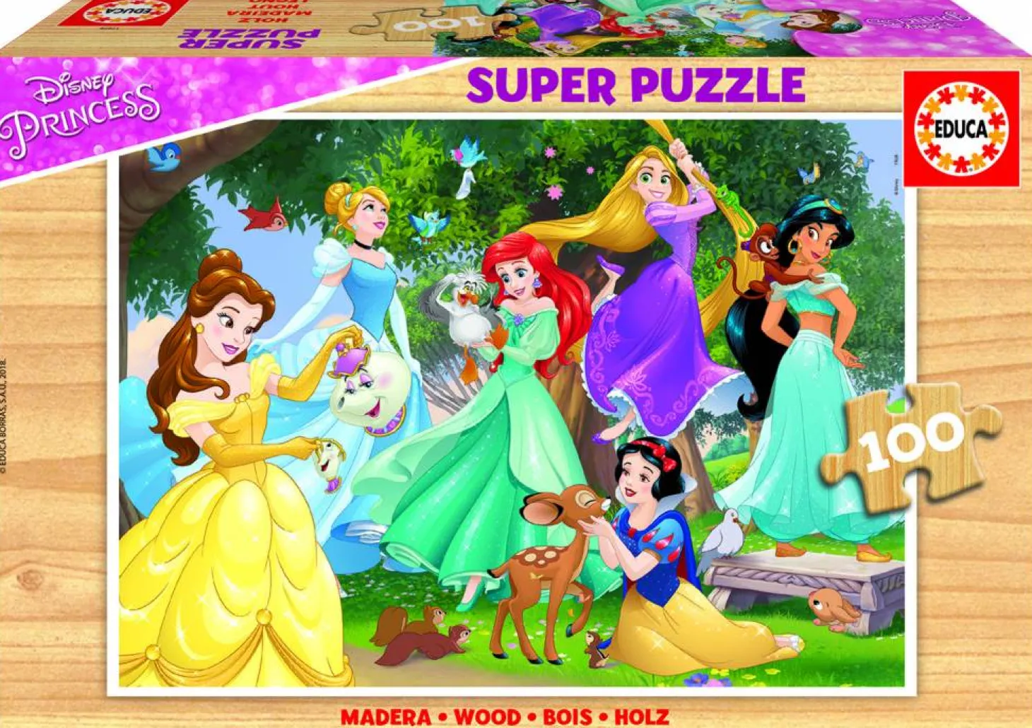 Educa BOIS: Disney Prinsessen - puzzle en bois de 100 pièces