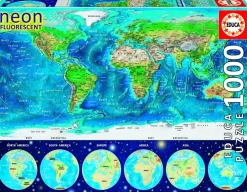Educa Carte du monde - Glow in the Dark - puzzle 1000 pièces