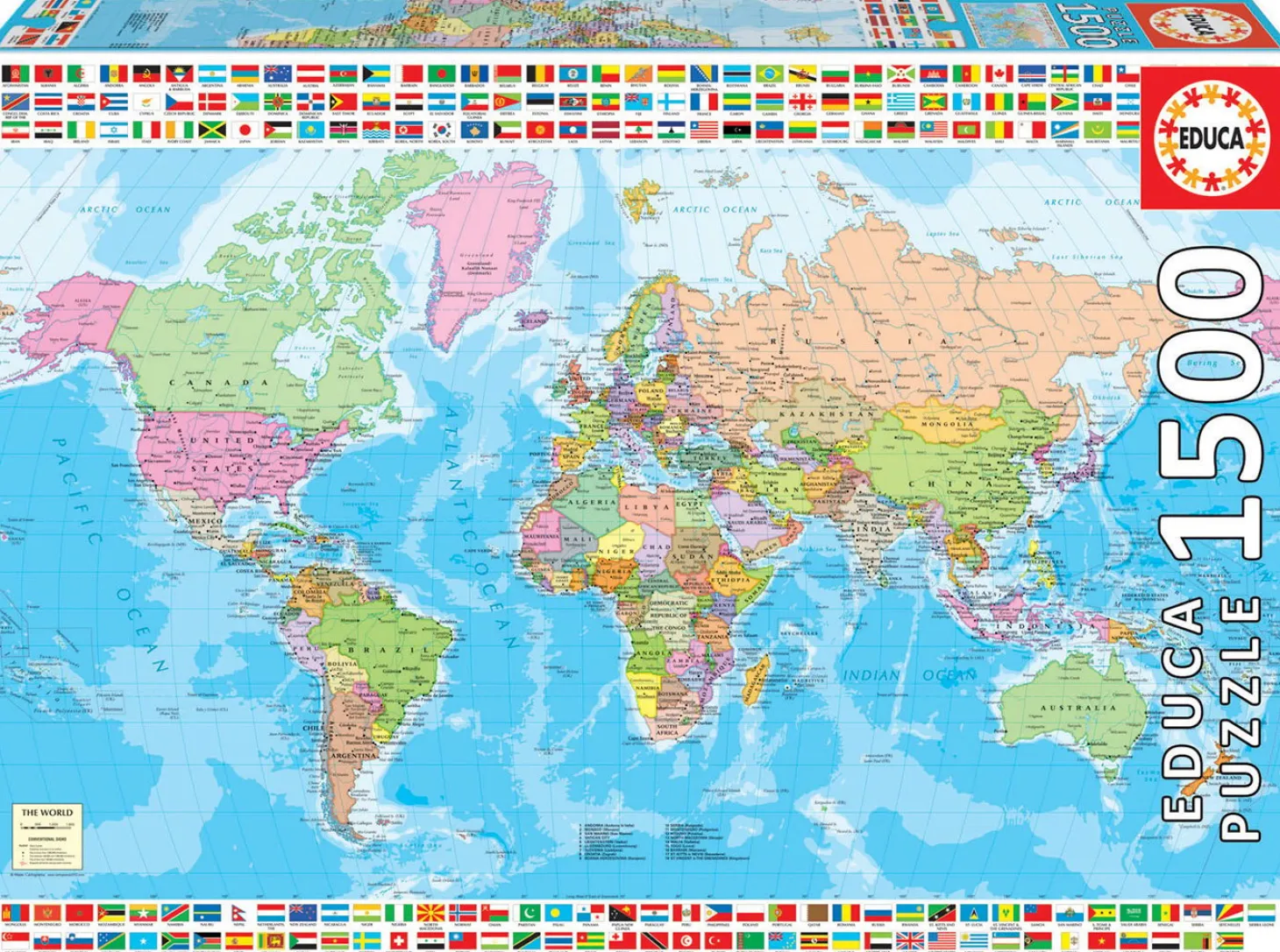 Educa Carte du monde politique - puzzle de 1500 pièces