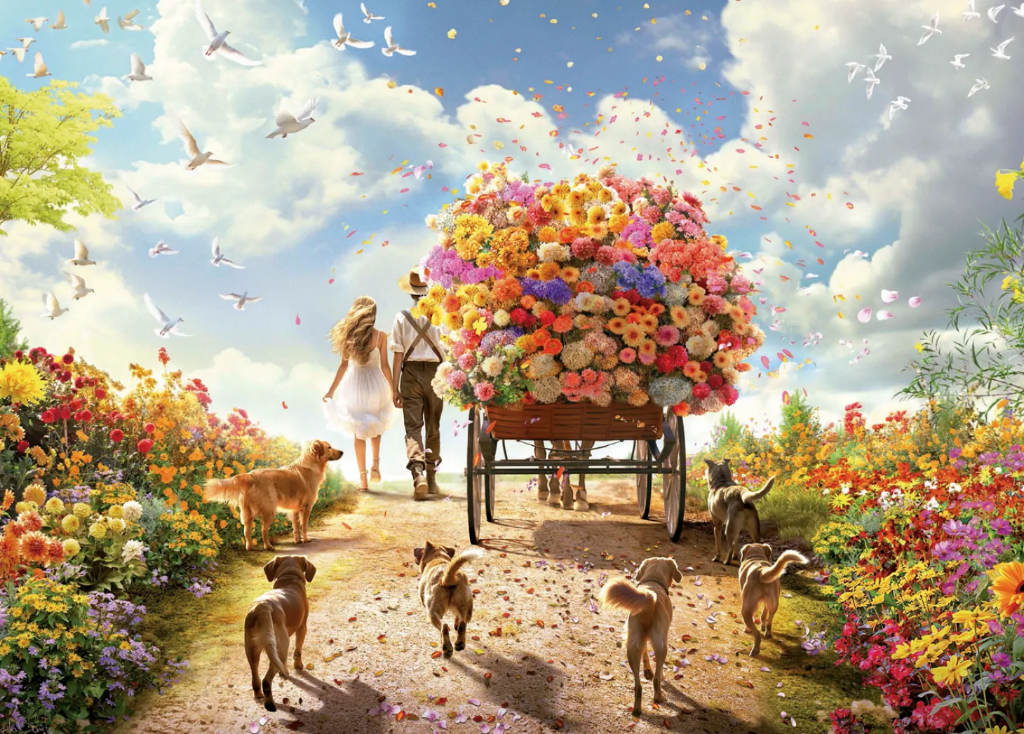 Educa Chariot de Fleurs - puzzle de 1000 pièces