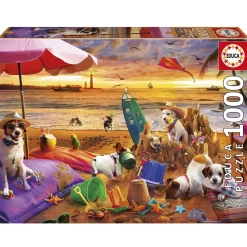 Educa Chiens jouant à la plage - puzzle de 1000 pièces