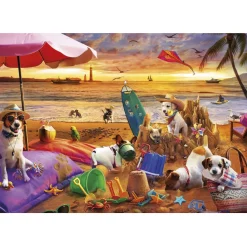 Educa Chiens jouant à la plage - puzzle de 1000 pièces