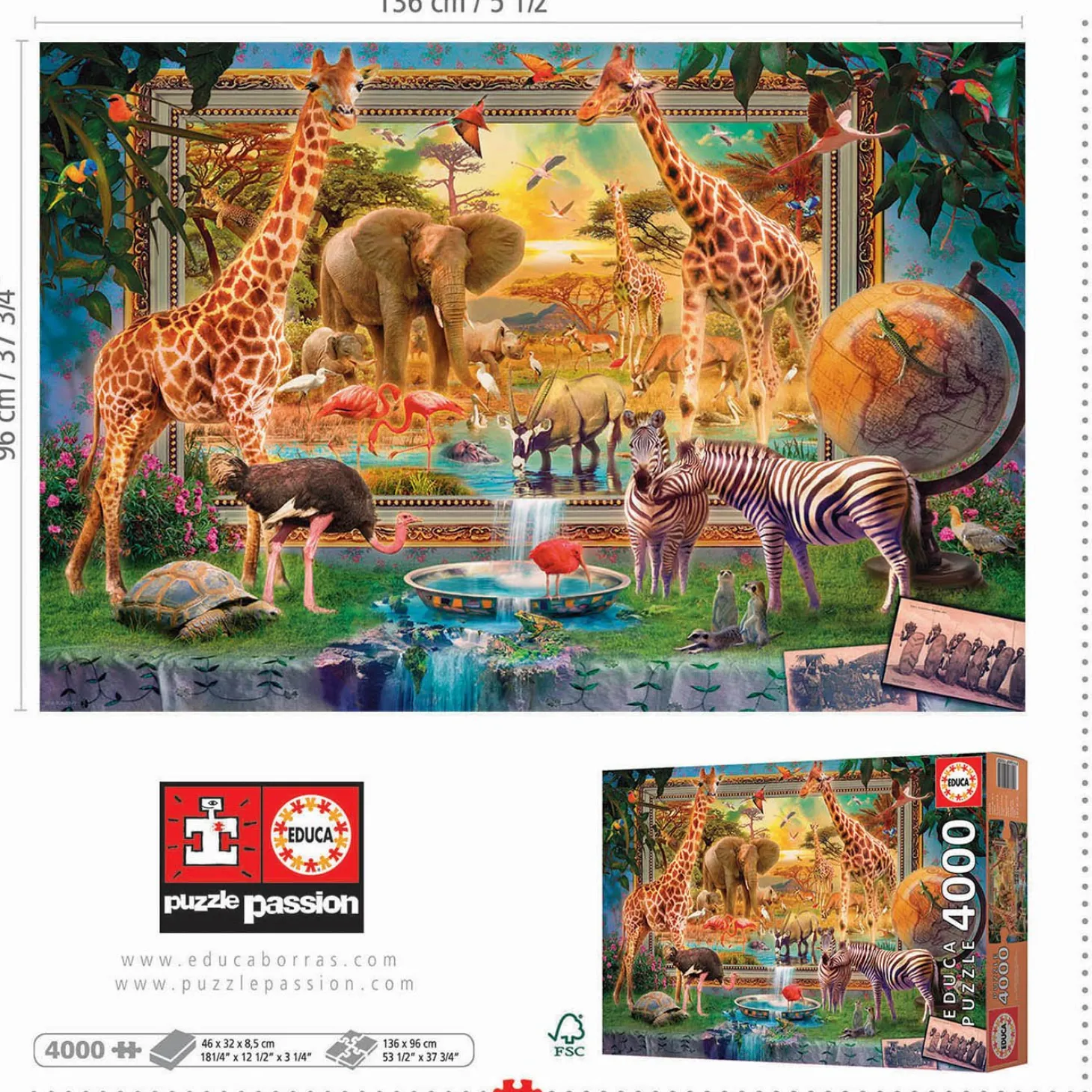 Educa La Savana prend vie - puzzle de 4000 pièces