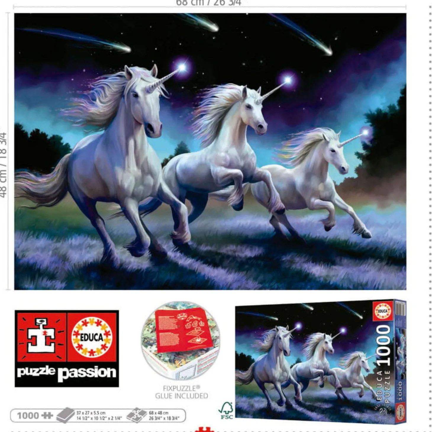 Educa Licornes - Anne Stokes - puzzle de 1000 pièces