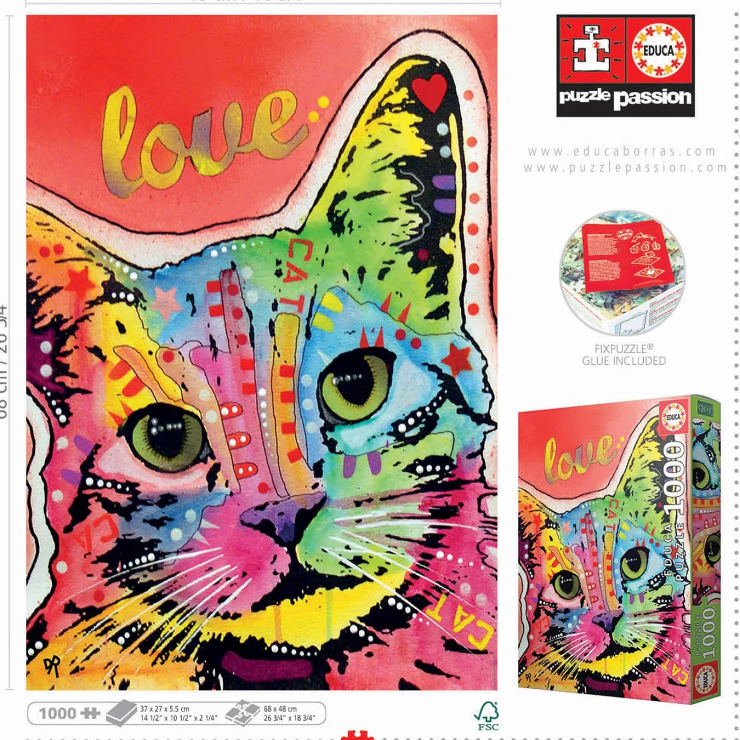 Educa Tilt Cat Love - Dean Russo - puzzle de 1000 pièces