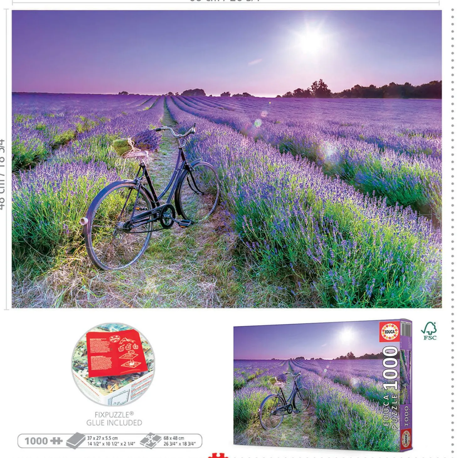Educa Vélo dans un champ de lavande - puzzle de 1000 pièces