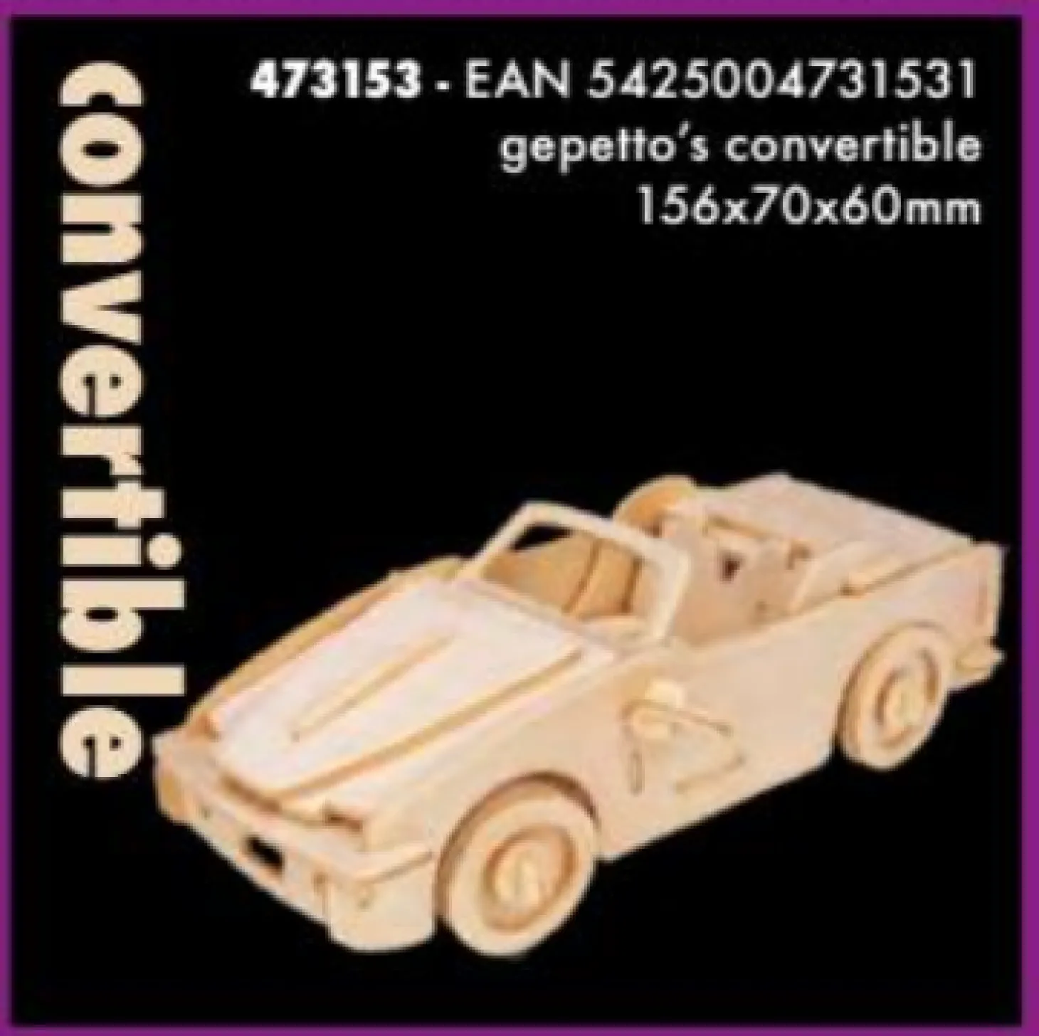 Eureka Racecar Convertible - Atelier de Gepetto - Puzzle 3D en bois