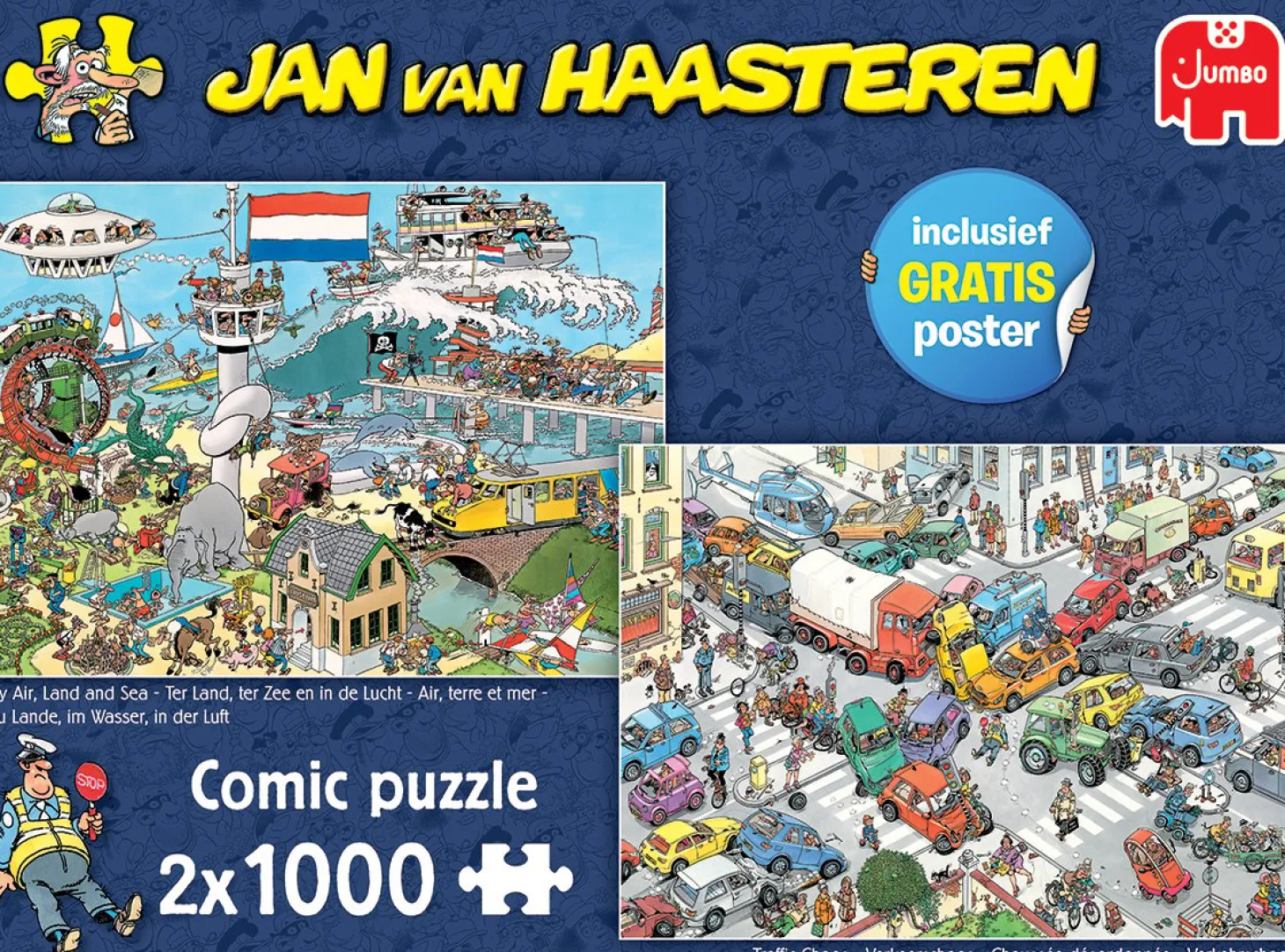 Jumbo Air, Terre et Mer / Chaussée désordonnée - JVH - 2 x 1000 pièces - puzzles