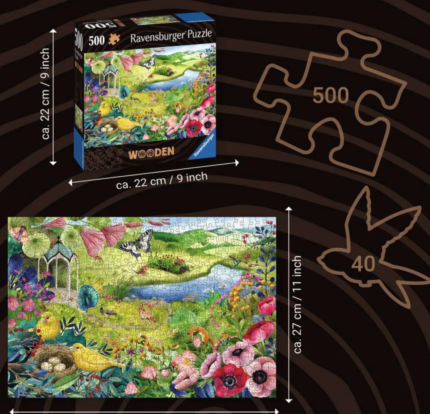 Ravensburger Jardin sauvage - Puzzle de contour en bois - 500 pièces