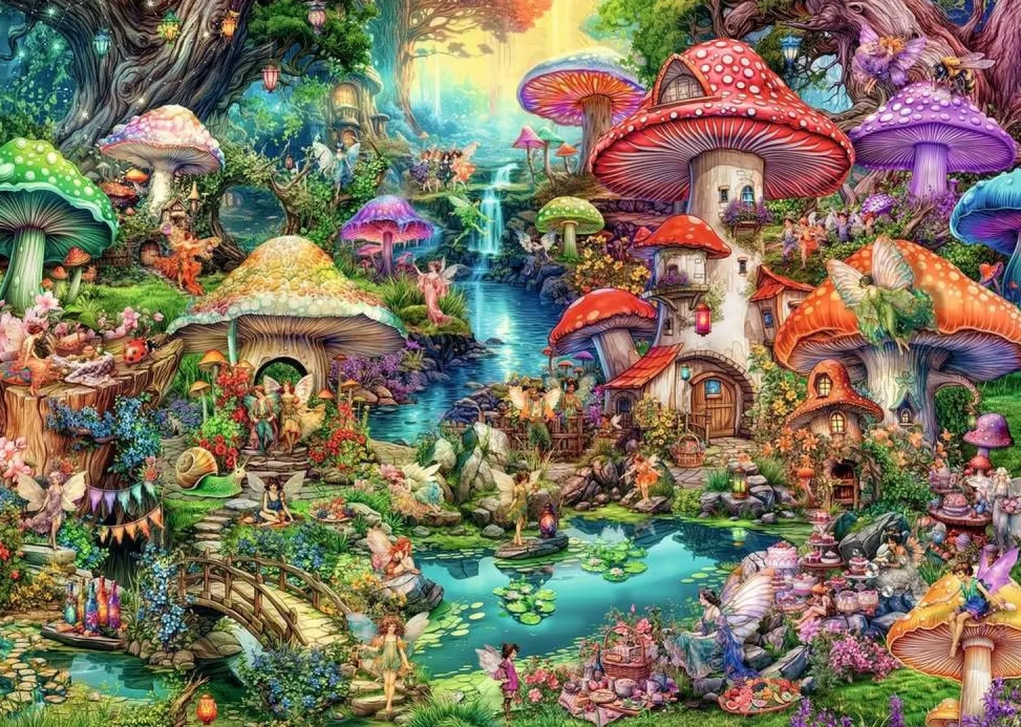 Ravensburger Merry Mushroom Village - Aimee Stewart- puzzle de 1000 pièces