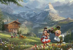 Schmidt Mickey et Minnie dans les Alpes - Thomas Kinkade - puzzle de 1000 pièces
