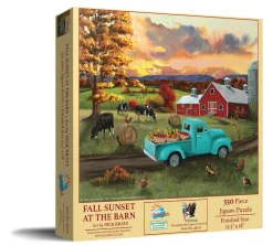 SUNSOUT Fall Sunset at the Barn - puzzle de 550 pièces