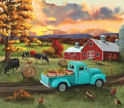 SUNSOUT Fall Sunset at the Barn - puzzle de 550 pièces